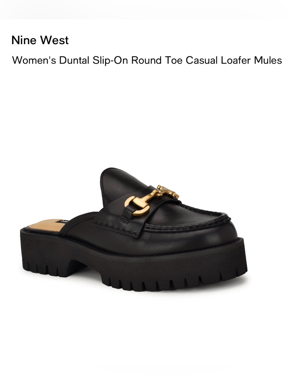Nine West Women's Black Duntal Slip-On Loafer Mules size 7.5